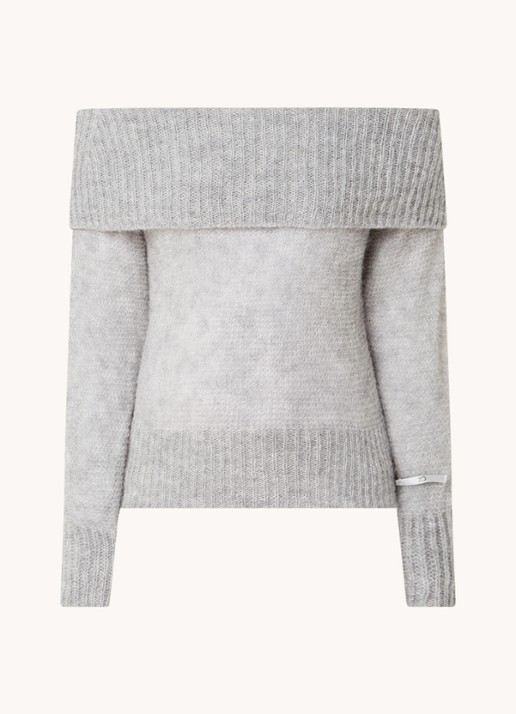 10DAYS Off shoulder trui in alpaca wolblend met opengewerkt dessin