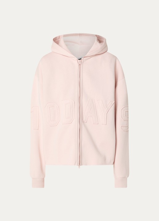 10DAYS Oversized sweatvest met logo - voorkant 4 lichtroze
