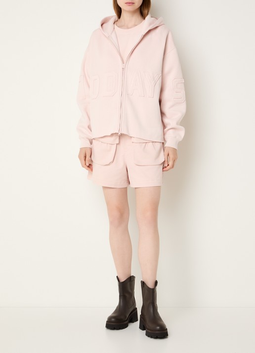 10DAYS Oversized sweatvest met logo - voorkant 5 lichtroze