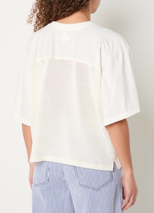 10DAYS Semi-transparante T-shirt met logoprint - achterkant 2 creme