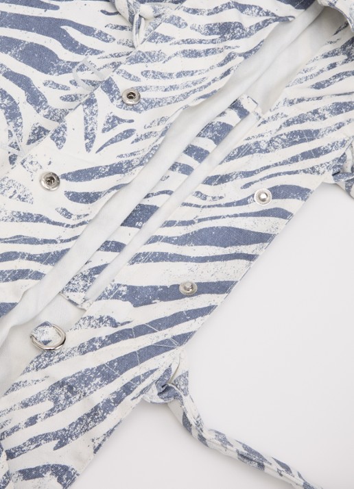 10DAYS Shopper van canvas met dierenprint en afneembare schouderriem  - detail 2 blauw