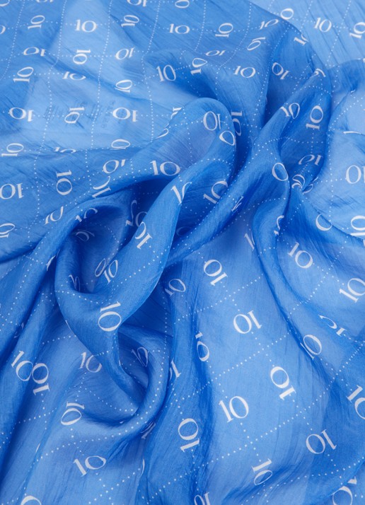 10DAYS Sjaal van zijde met logoprint 90 x 90 cm - detail 2 blauw