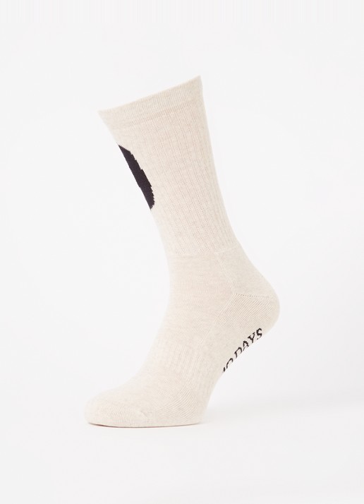 10DAYS Sportsokken met logo - detail creme