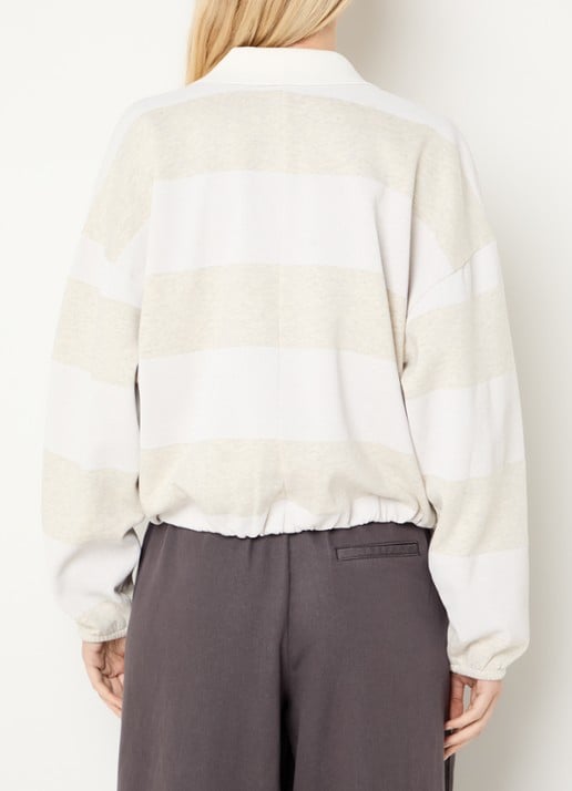10DAYS Sweater met logo en streepprint - achterkant 4 gebroken wit