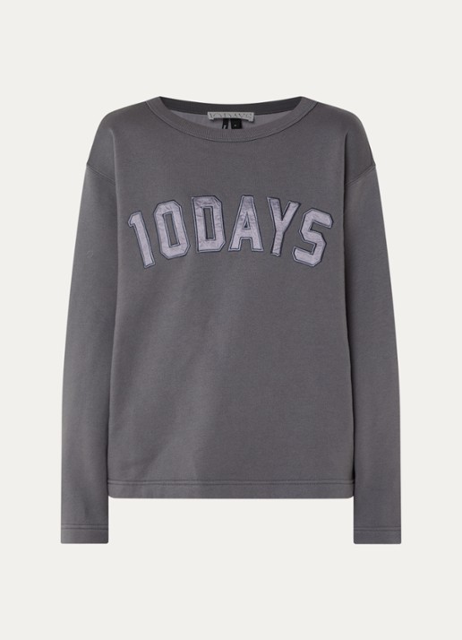 10DAYS Sweater met logo - voorkant 2 donkergrijs