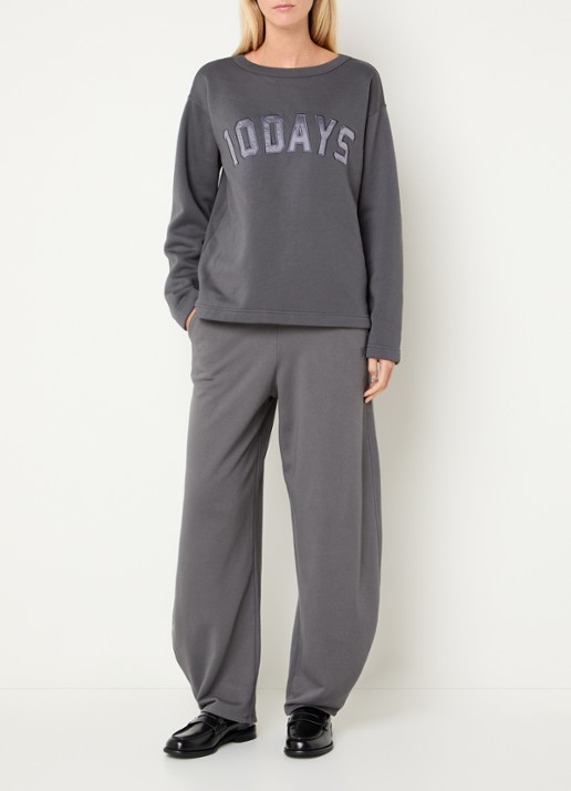 10DAYS Sweater met logo - voorkant 3 donkergrijs