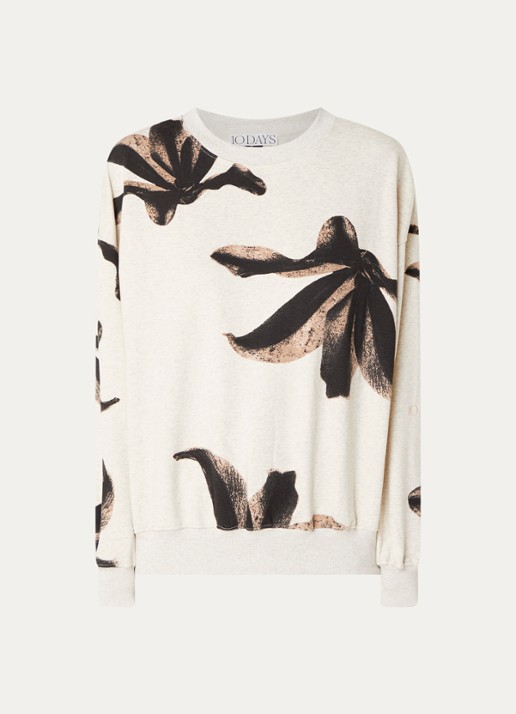 10DAYS Sweater met logo - voorkant gebroken wit