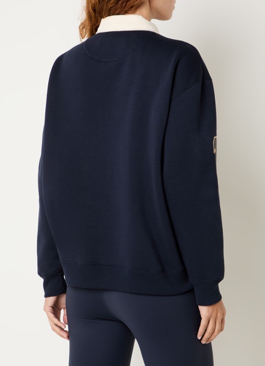 10DAYS Sweater met logoborduring en polokraag - achterkant 2 donkerblauw