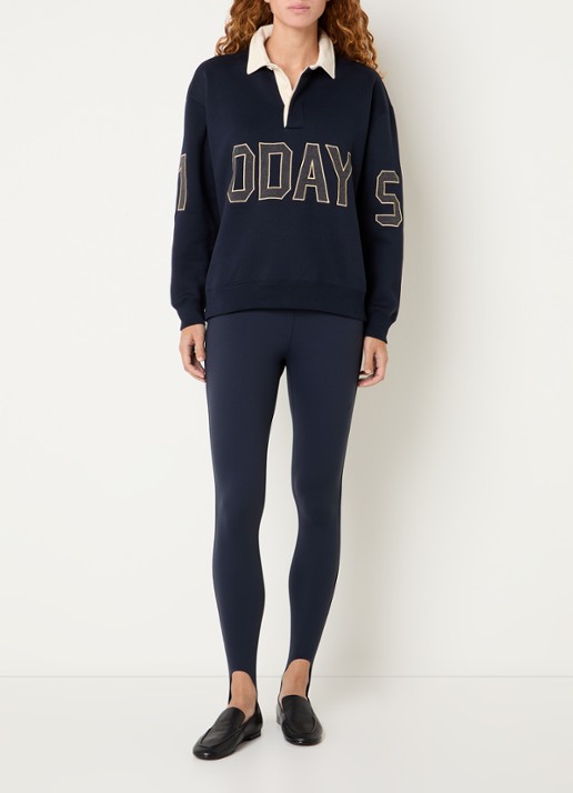 10DAYS Sweater met logoborduring en polokraag - voorkant 4 donkerblauw