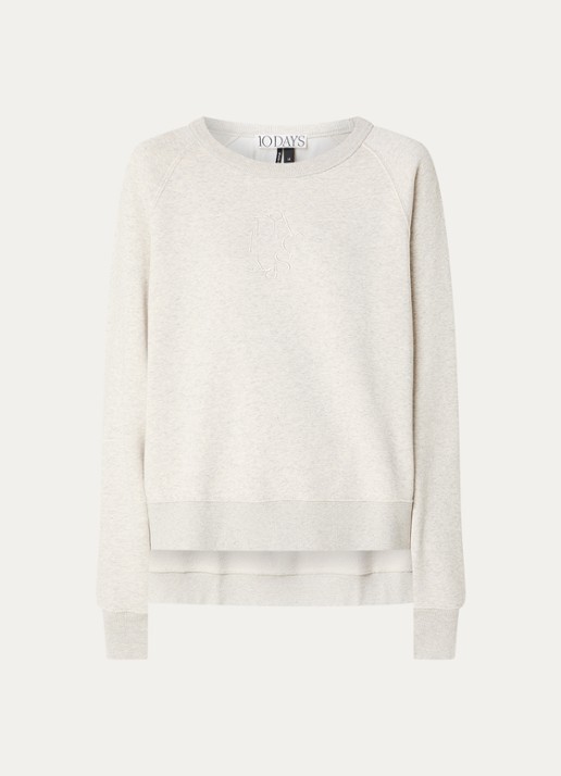 10DAYS Sweater met logoborduring - voorkant 3 grijsmele