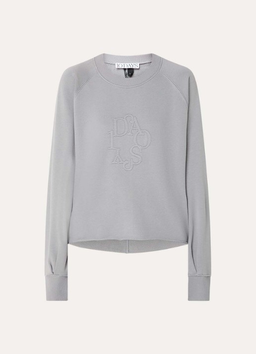 10DAYS Sweater met logoborduring - voorkant 3 grijs