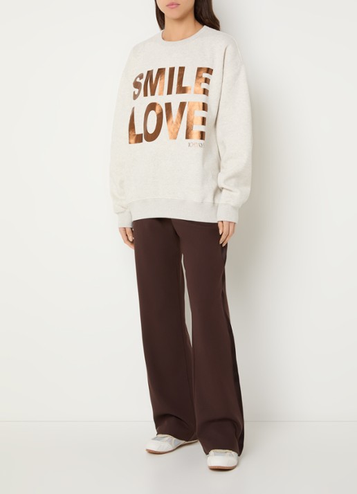 10DAYS Sweater met print en logo - voorkant 2 grijsmele