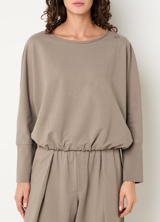 10DAYS Sweater met vleermuismouw en trekkoord - detail beige