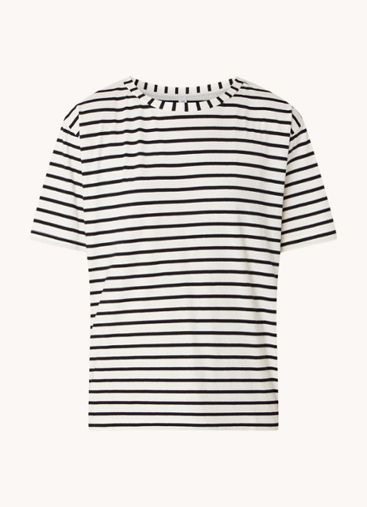 10DAYS T-shirt met streepprint - voorkant 3 gebroken wit