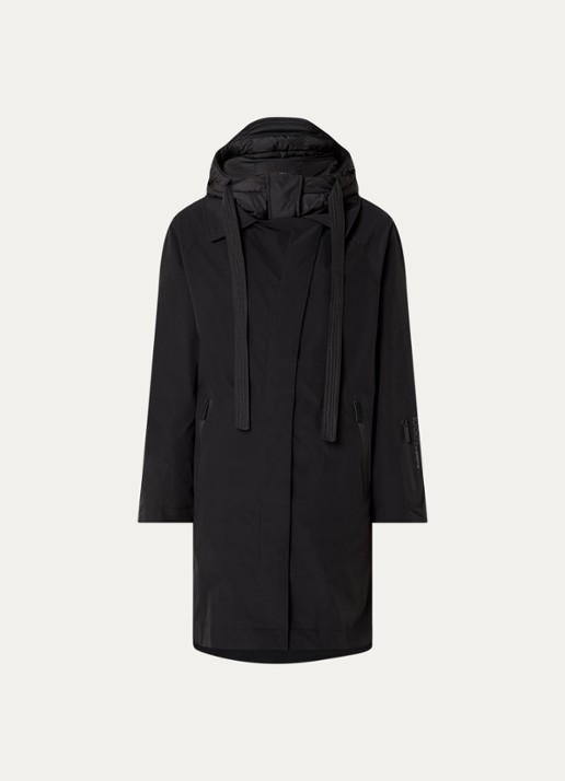 10DAYS The Cool gewatteerde parka met capuchon - voorkant zwart