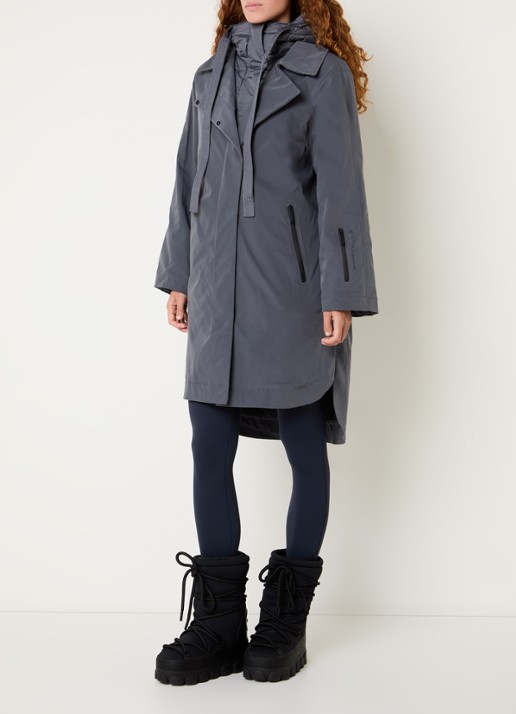 10DAYS The Cool gewatteerde parka met capuchon - detail 4 staalblauw