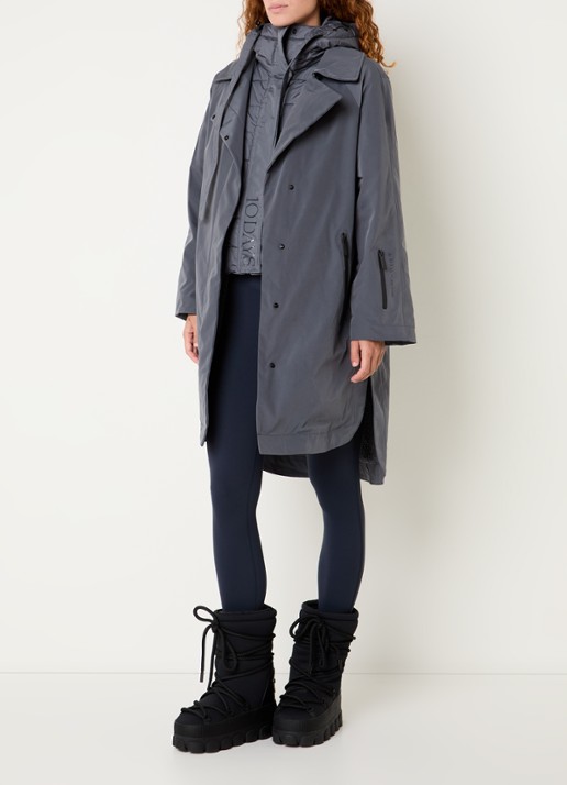 10DAYS The Cool gewatteerde parka met capuchon - voorkant 2 staalblauw
