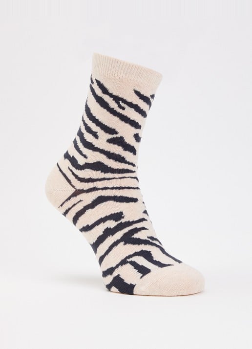 10DAYS Zebra sokken in katoenblend met dierenprint  - voorkant beige