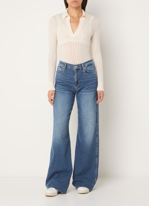 7 For All Mankind Lotta Luxe Vintage Love Affair high waist flared jeans met medium wassing - voorkant 5 indigo
