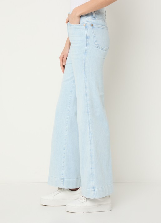 7 For All Mankind Modern Dojo Tailorless high waist flared jeans met lichte wassing - detail 5 indigo