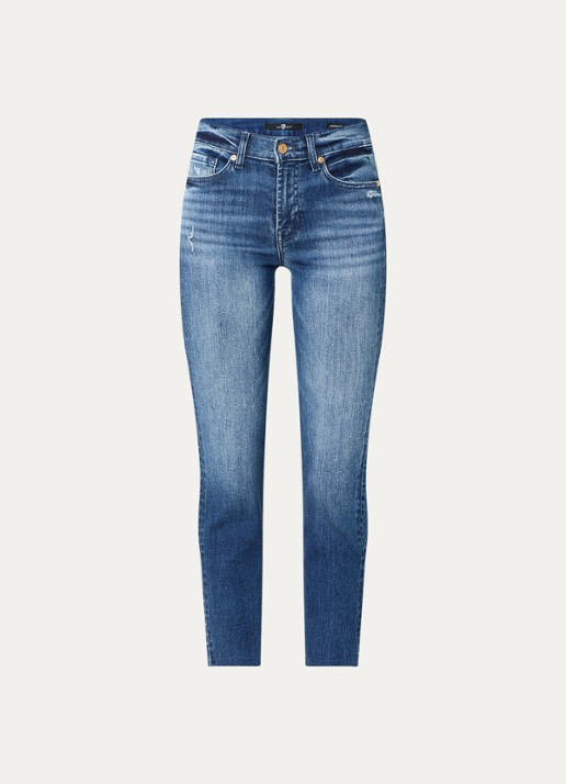 7 For All Mankind Roxanne high waist skinny cropped jeans met medium wassing - voorkant indigo