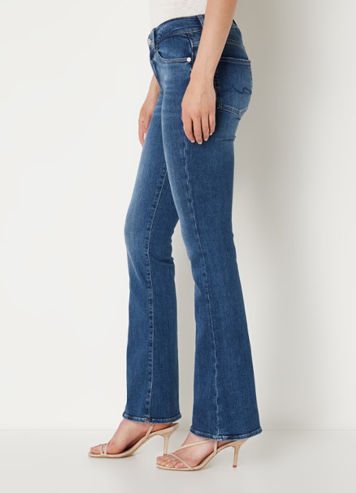 7 For All Mankind Slim illusion mid waist bootcut jeans met medium wassing  - detail 5 blauw