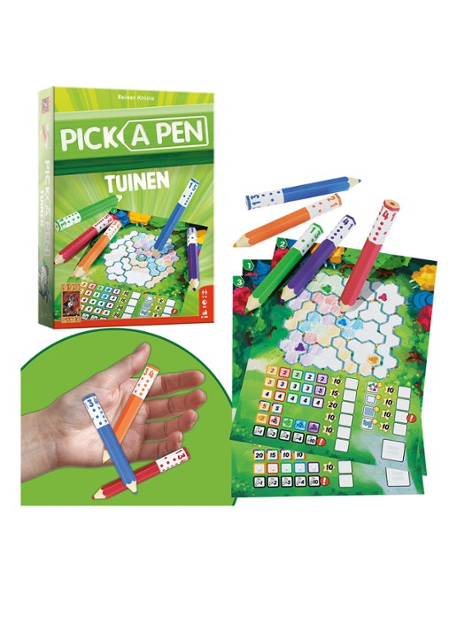 999 Games Pick a Pen Tuinen dobbelspel - detail multicolor