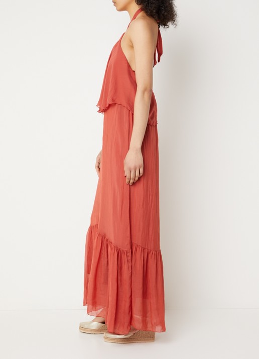 Aaiko Albina maxi jurk met ruches - voorkant 4 kersenrood
