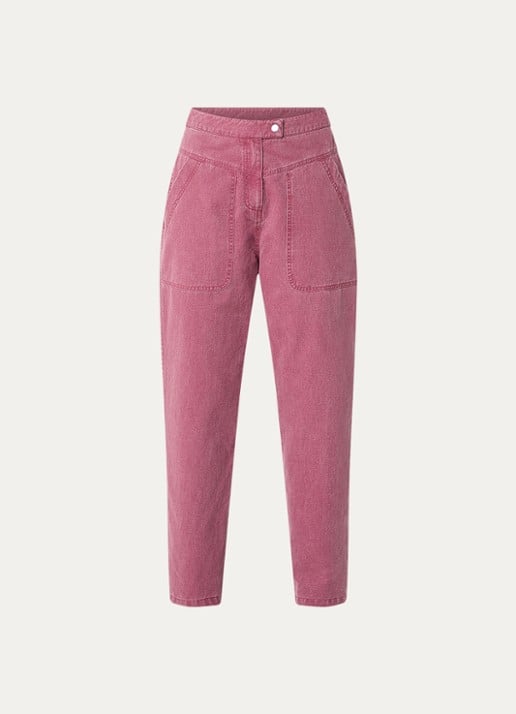 Aaiko Alexa high waist loose fit jeans met gekleurde wassing - voorkant 3 roze