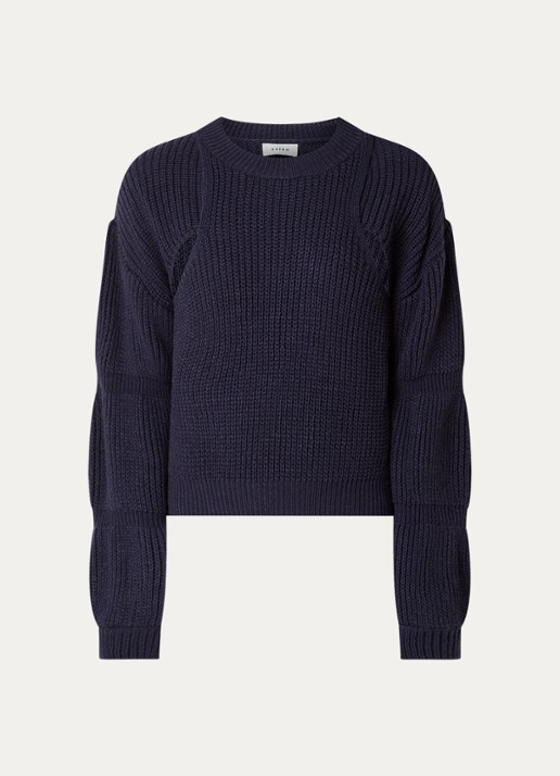 Aaiko Alor grofgebreide trui met cut-out detail - voorkant 3 donkerblauw