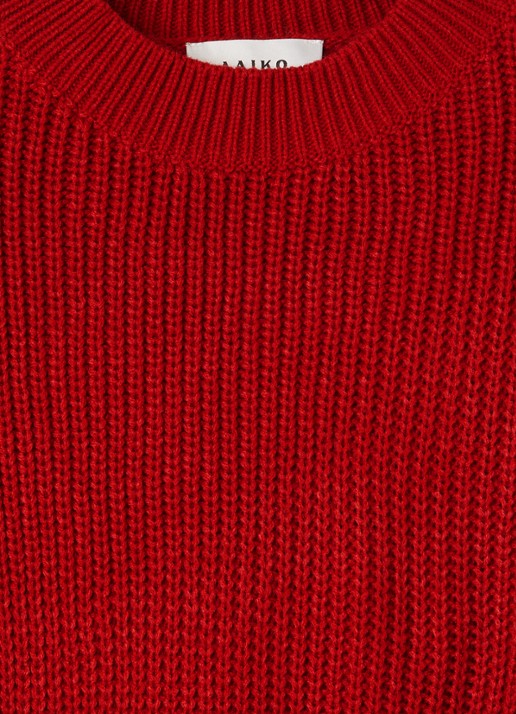 Aaiko Alor ribgebreide trui met ballonmouw - detail 3 rood