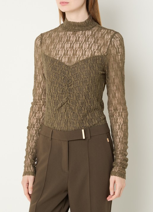 Aaiko Amy semi-transparante top met broderie
