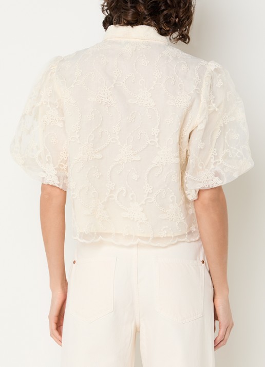 Aaiko Andra blouse met structuur - achterkant 4 gebroken wit