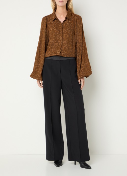 Aaiko Blouse met jacquard dessin - voorkant 4 cognac