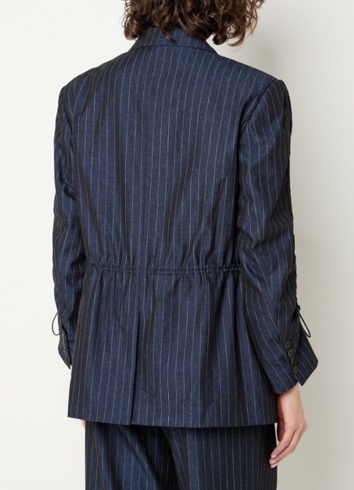 Aaiko Brynn blazer met streepprint en klepzakken - achterkant donkerblauw
