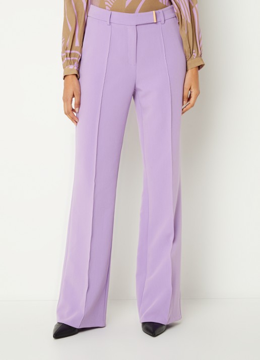 Aaiko Chantalle high waist wide fit pantalon met persplooi en structuur - detail lila