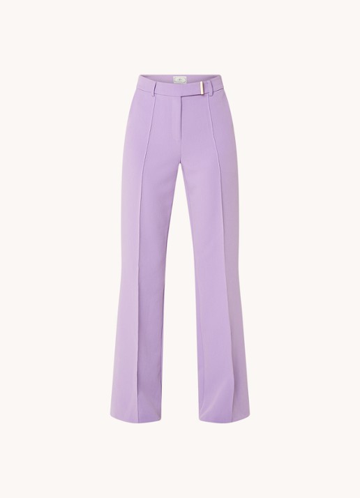 Aaiko Chantalle high waist wide fit pantalon met persplooi en structuur - voorkant 3 lila