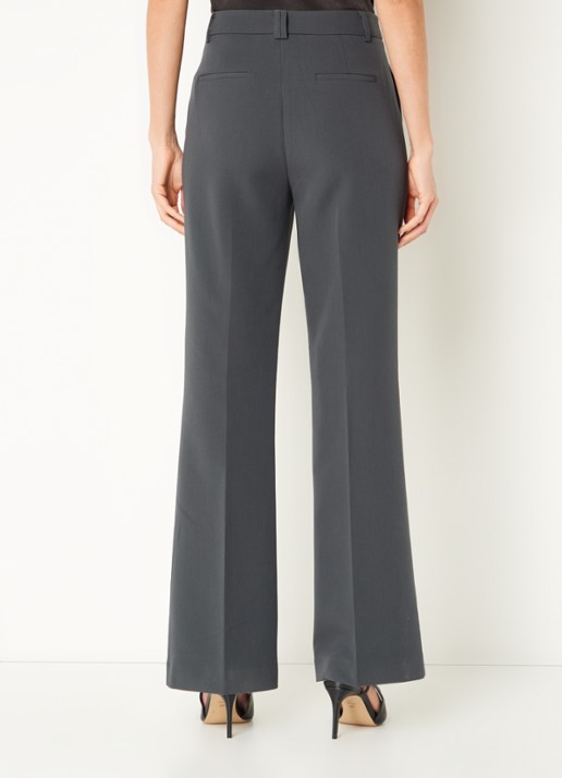 Aaiko Chantalle high waist wide fit pantalon met persplooi en structuur - achterkant 2 donkergrijs