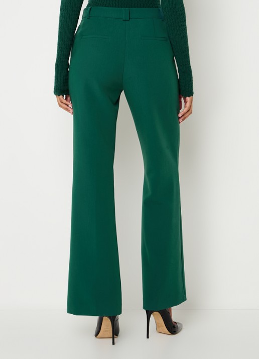 Aaiko Chantalle high waist wide fit pantalon met persplooi en structuur - achterkant 2 donkergroen