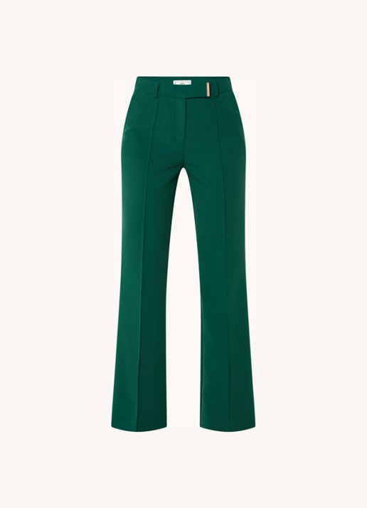 Aaiko Chantalle high waist wide fit pantalon met persplooi en structuur - voorkant 3 donkergroen