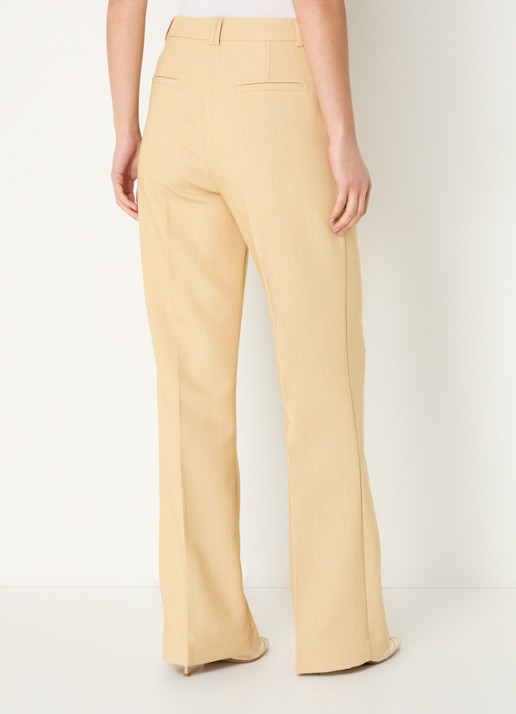 Aaiko Chantalle high waist wide fit pantalon met persplooi en structuur - achterkant 4 mosterd