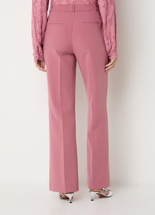 Aaiko Chantalle high waist wide fit pantalon met persplooi en structuur - achterkant 2 oudroze