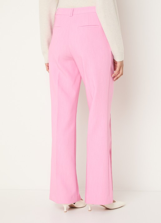Aaiko Chantalle high waist wide fit pantalon met persplooi en structuur - achterkant 4 lichtroze