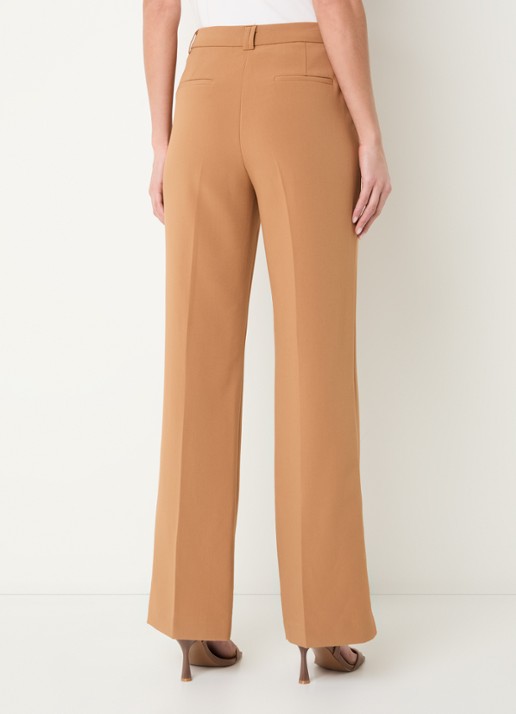 Aaiko Chantalle high waist wide fit pantalon met persplooi en structuur - achterkant camel