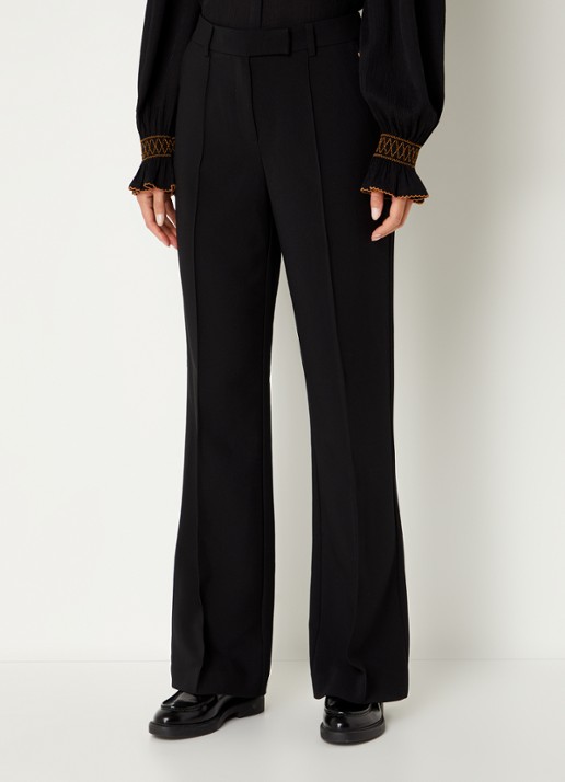 Aaiko Chantalle high waist wide fit pantalon met siernaad - detail 6 zwart
