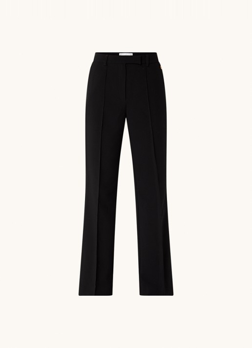 Aaiko Chantalle high waist wide fit pantalon met siernaad - voorkant zwart