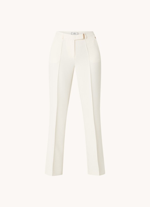 Aaiko Chantalle high waist wide fit pantalon met siernaad - voorkant creme