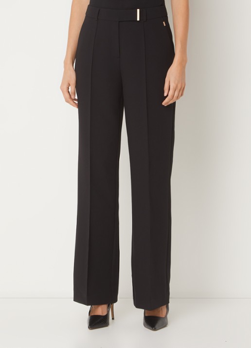 Aaiko Chantalle high waist wide fit pantalon met siernaad - detail 7 zwart
