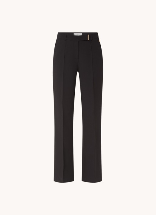 Aaiko Chantalle high waist wide fit pantalon met siernaad - voorkant 3 zwart