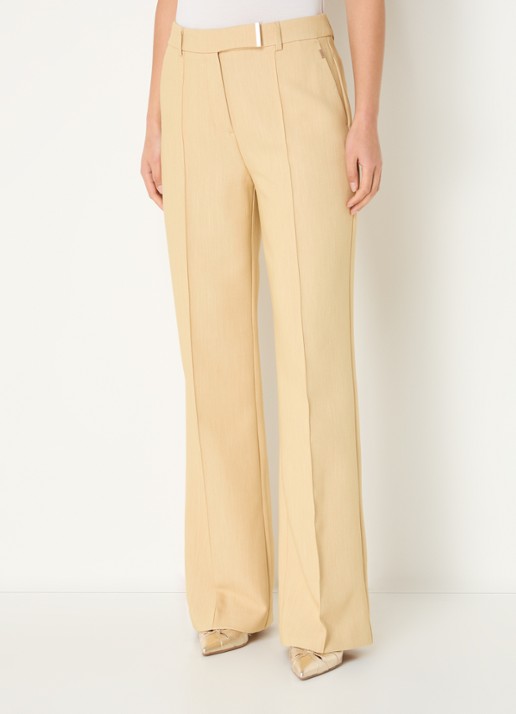 Aaiko Chantalle high waist wide fit pantalon met siernaad - detail 2 mosterd